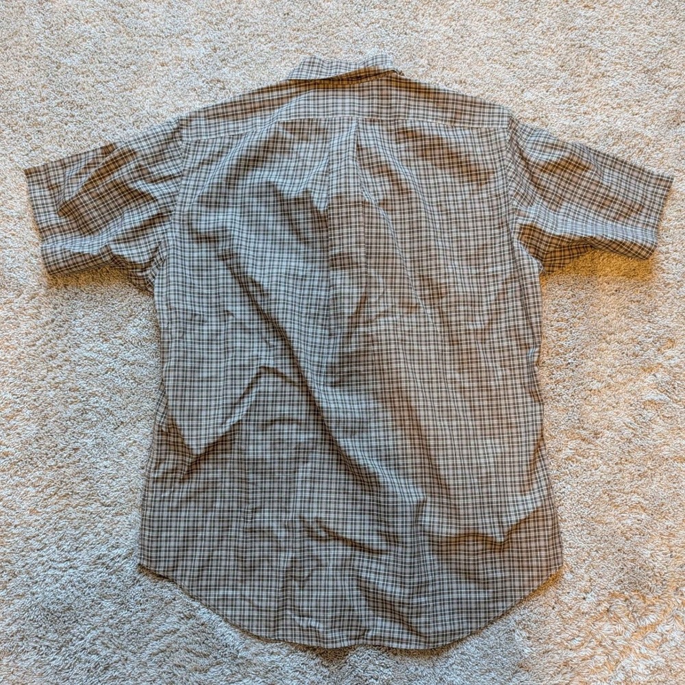 Ralph Lauren Button Down Shirt Mens Medium Brown Plaid Classic Fit Short Sleeve - Picture 2 of 4